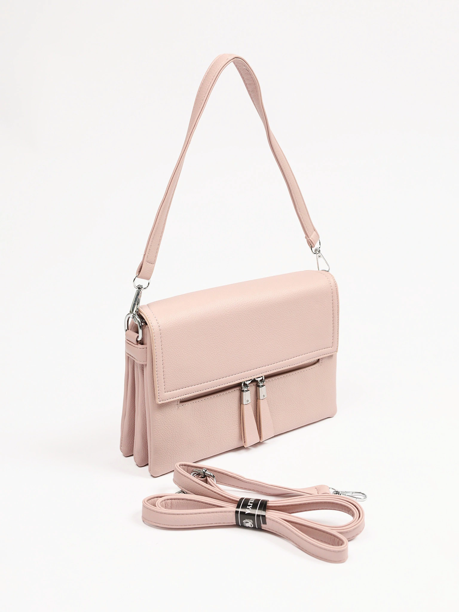 Сумка-кроссбоди со съемной ручкой и декоративными пуллерами в ассортименте